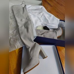 Stuart Weitzman Light Gray Over-the-Knee Boots